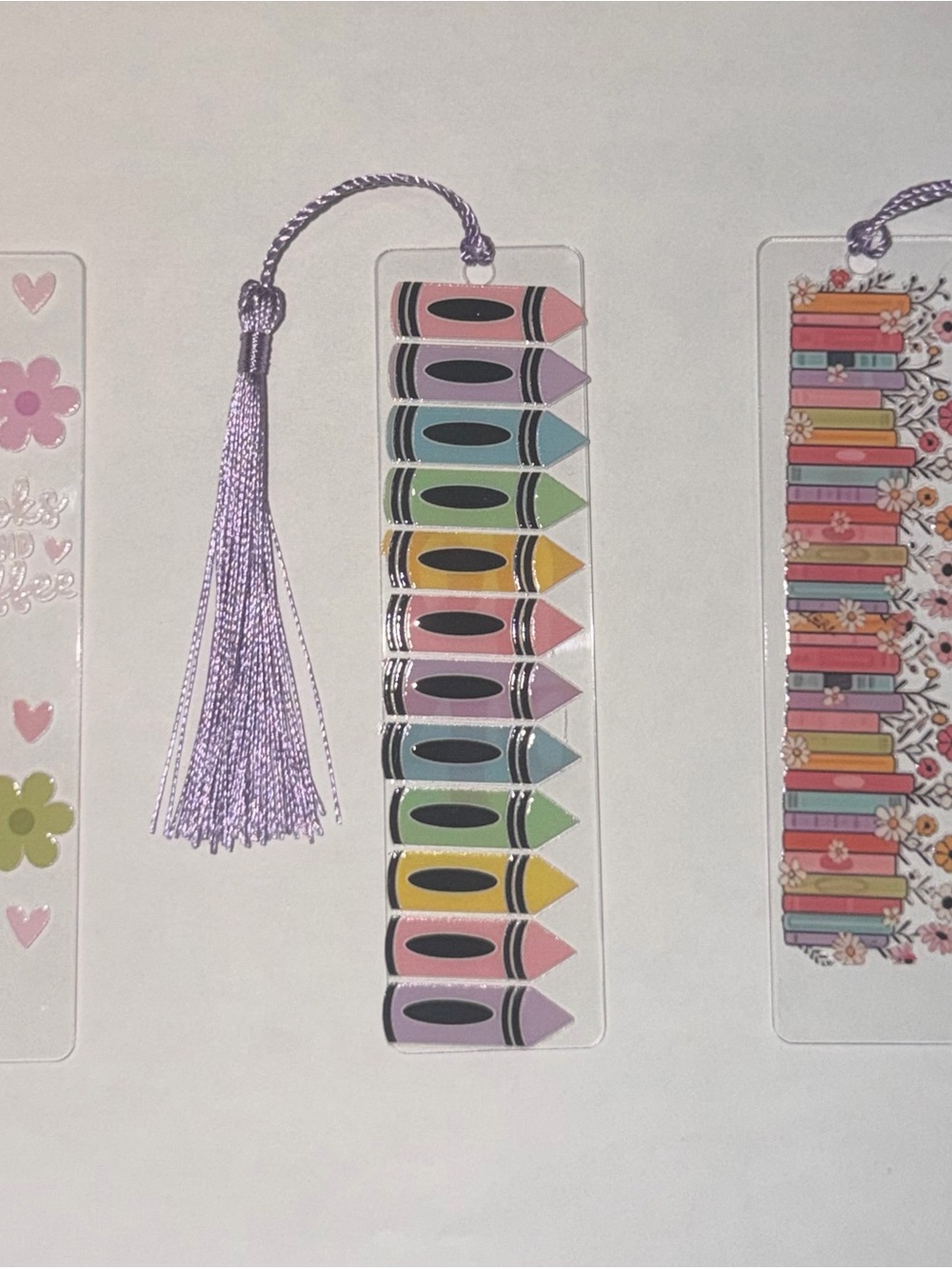 Floral & Crayon Bookmark (1 piece) Pink, Pastel